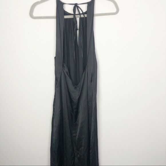 & OTHER STORIES | Black Gathered Halter Satin Look Midi Dress Women’s Size 8 - Picture 6 of 10